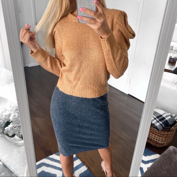 🍂 BRAVE SOUL TAN KNIT PUFF SLEEVE SWEATER! - Picture 10 of 15